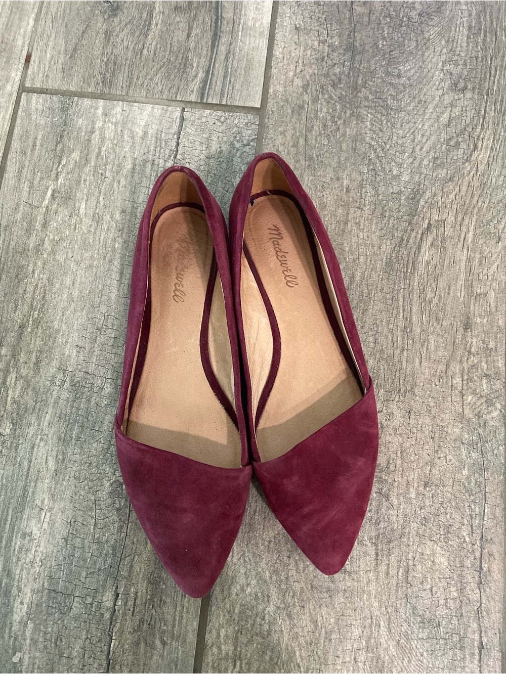 Madewell Burgundy Suede Pointed-Toe Flats